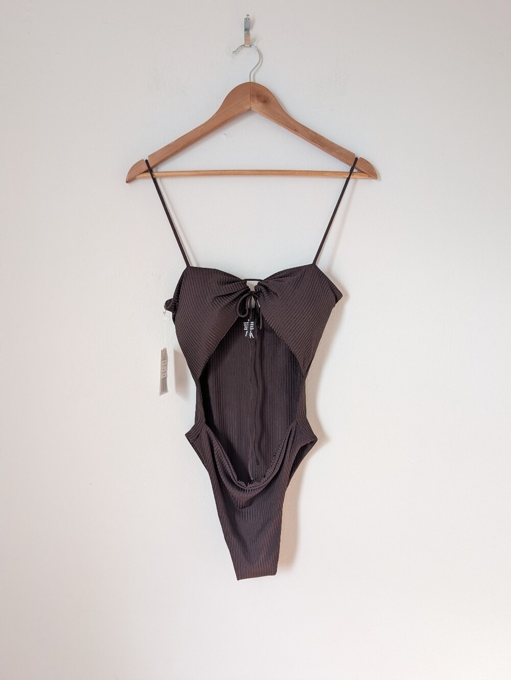NWT Aya Ribbed Cacao Chocolate Dark Brown Thalia One Piece Monokini Swimsuit